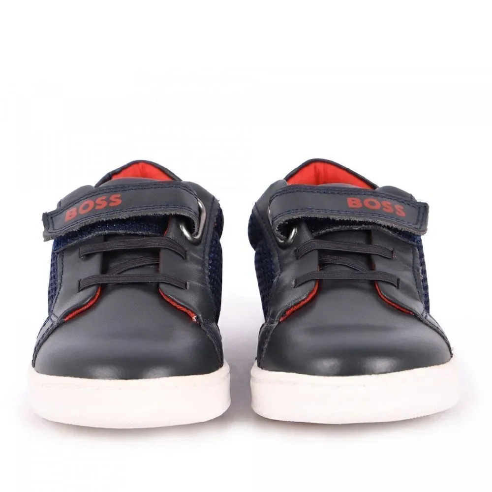 Hugo Boss velcro strap combo navy leather walkers crib shoes, size 19